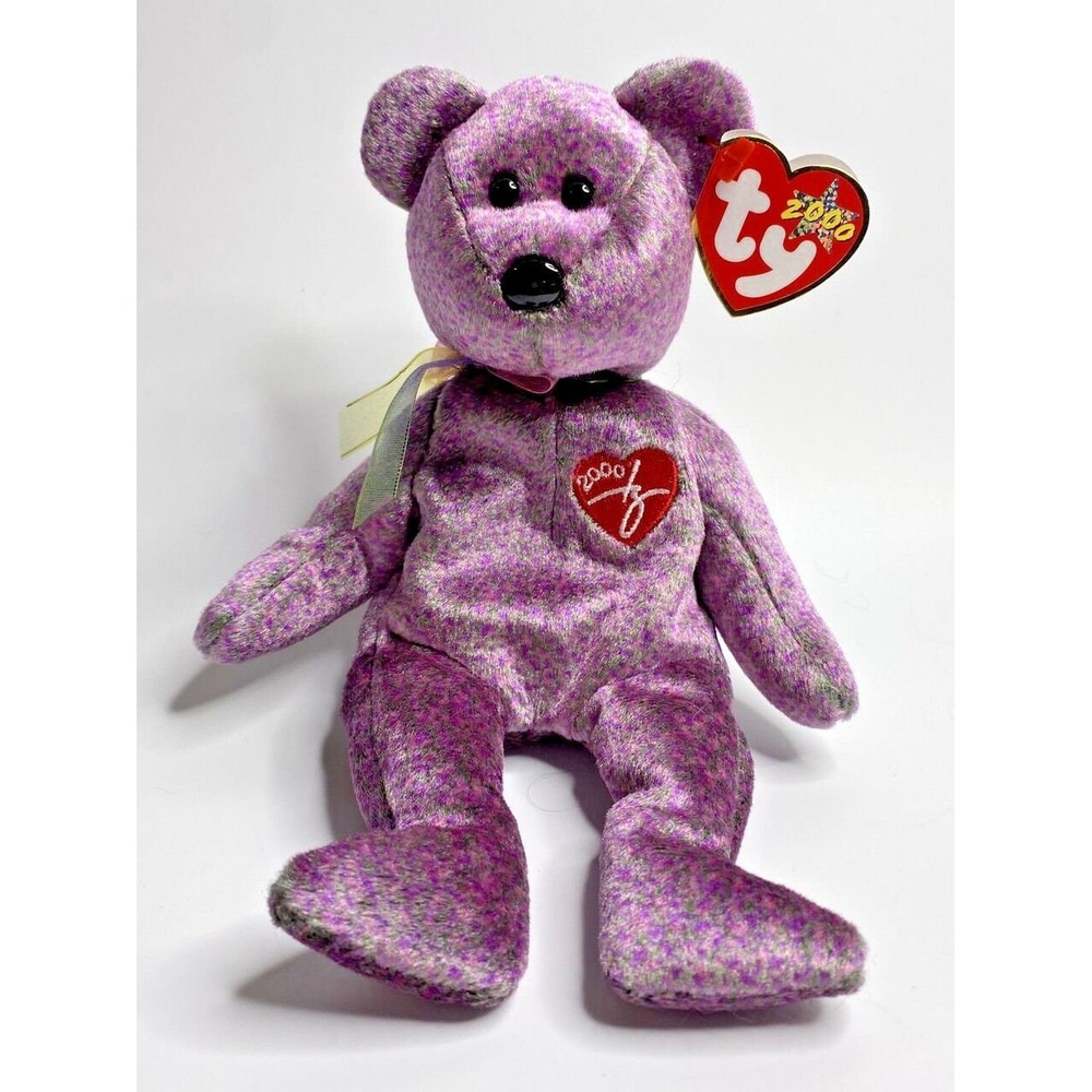 2000 Ty Beanie Baby Signature Bear Retired Teddy Purple BB16
